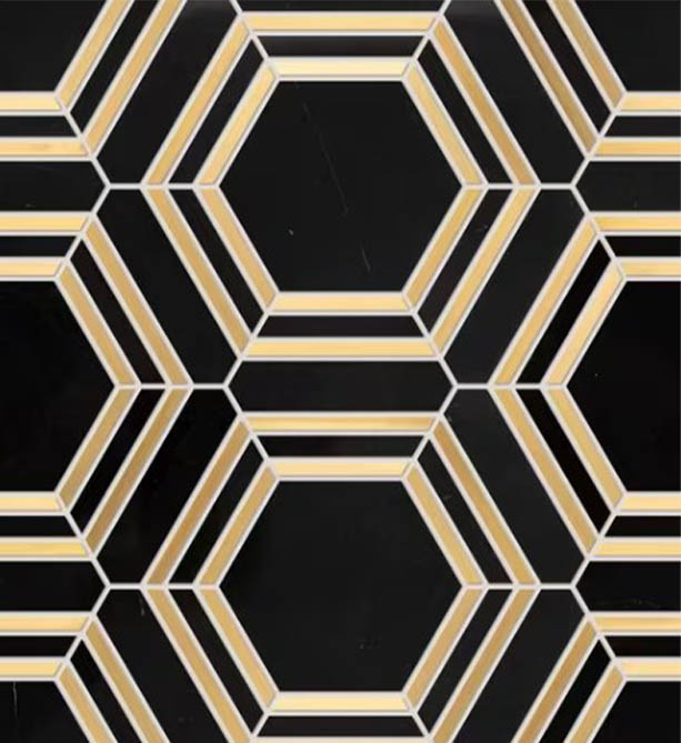 BRASS FRAMED HEXAGON